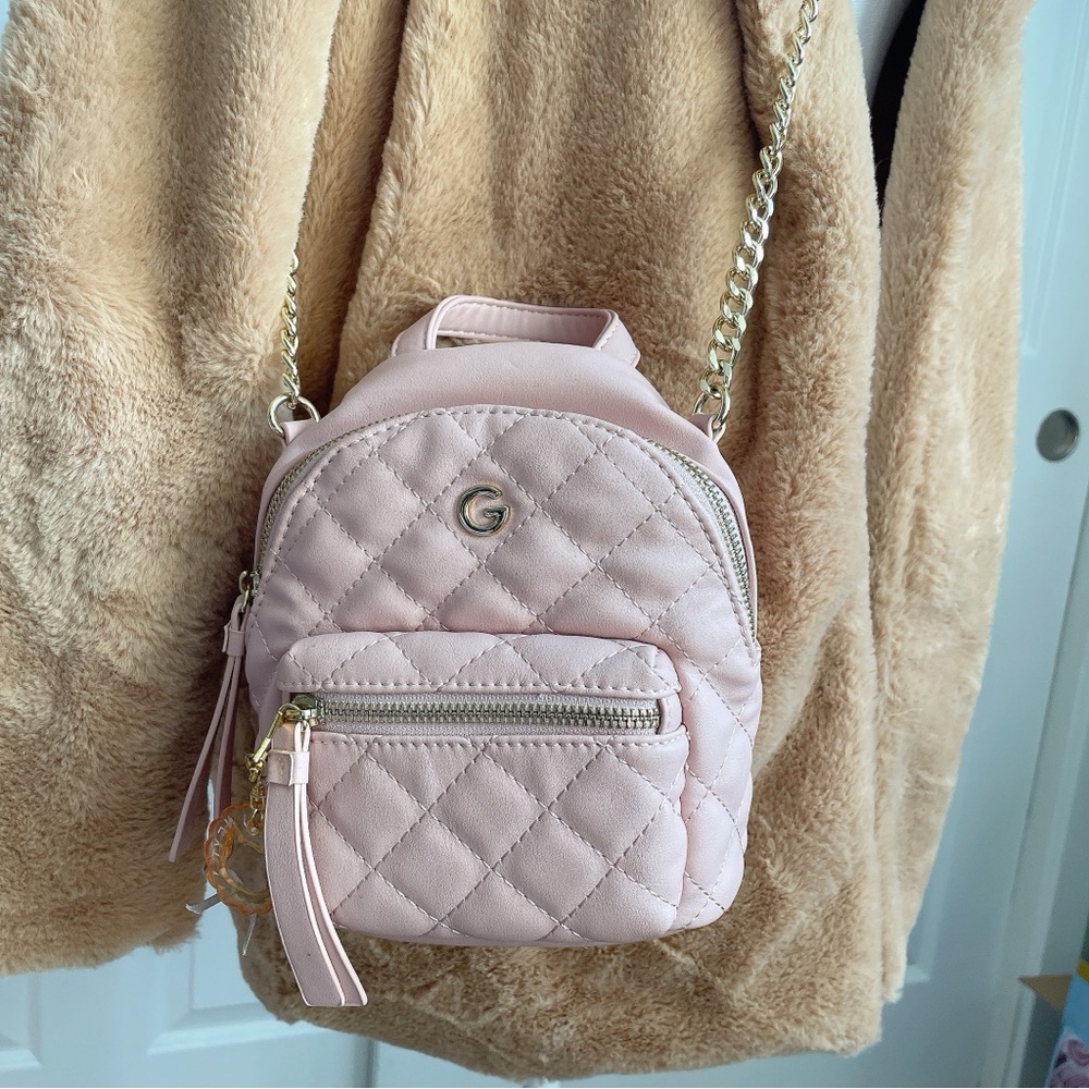 Guess pink quilted mini backpack